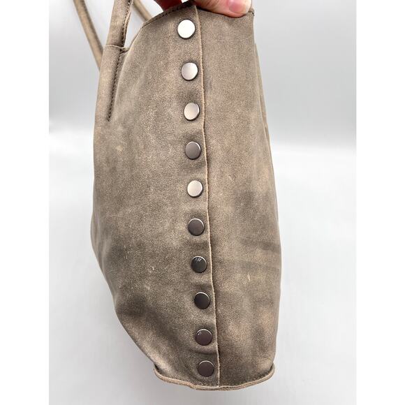 HAMMITT Oliver Zip Tote Womens Large Distressed Taupe Gray Studded Shoulder Bag - Picture 5 of 16
